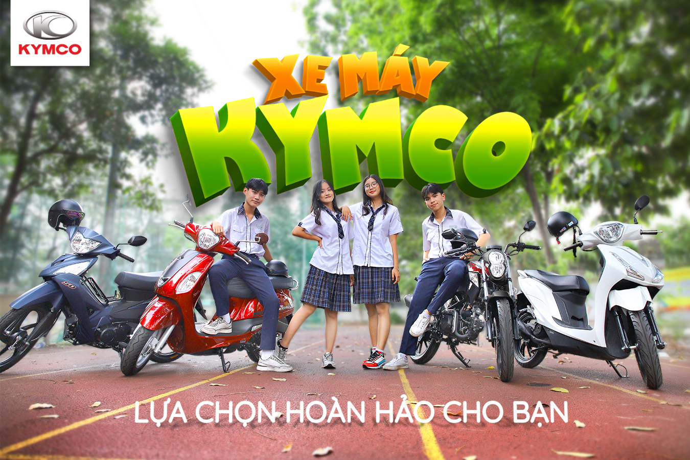 Các dòng xe máy 50cc Kymco đảm bảo chất lượng phù hợp cho hầu hết lứa tuổi học sinh, sinh viên 